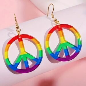 COPY - Rainbow Peace Sign Earrings